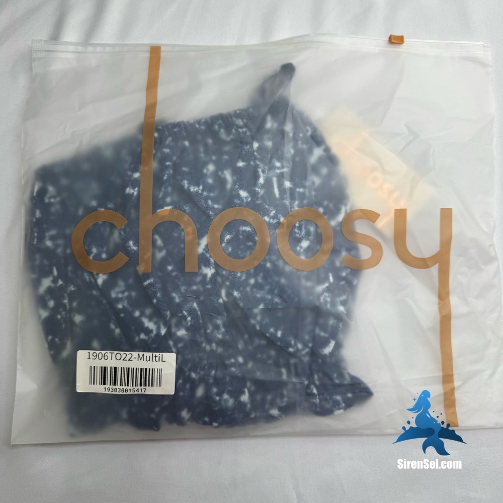1153 NWT Choosy No Shade Bow Back Crop Top – L – Blue White - Picture 13 of 14